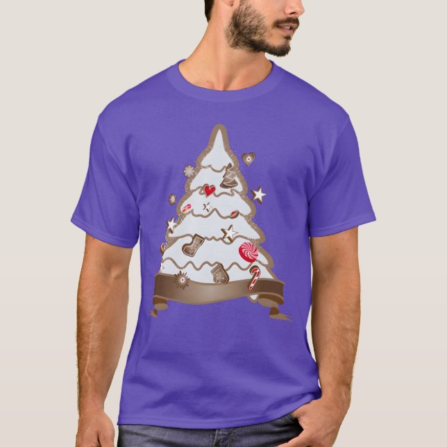 Camiseta linda árvore de Natal de pão de gengibre no Natal (Frente)