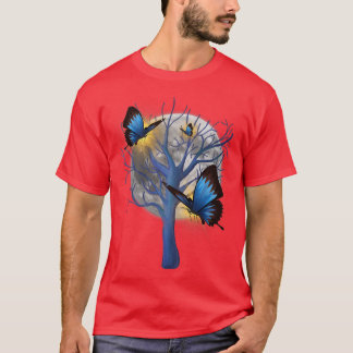 Camiseta Linda árvore entoada borboletasT-shirt