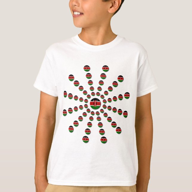 Camiseta Linda bandeira circular queniana: uma Design radia (Frente)