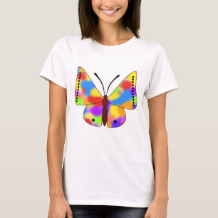 Camiseta Linda borboleta com asas arco-íris
