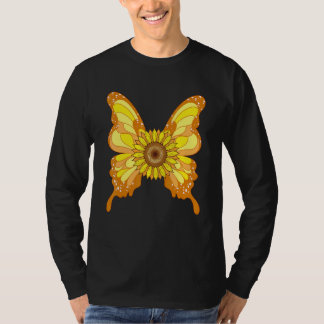 Camiseta Linda Borboleta Flor Amarela Jardineiro Hippie