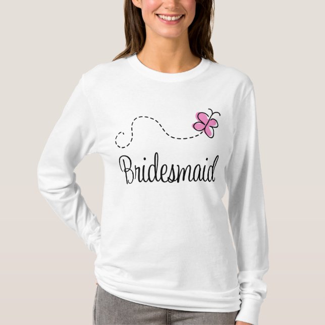 Camiseta Linda Borboleta Rosa, Ponta-de-Ponta (Frente)