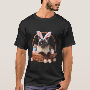 Camiseta Linda caça ao ovo de Páscoa do gato siamês com ore
