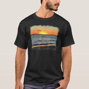 Camiseta Linda Cena de Praia Califórnia Onda Palma do Sol