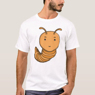 Camiseta Linda Centopéia Roxa Feliz Lagarta Kawaii