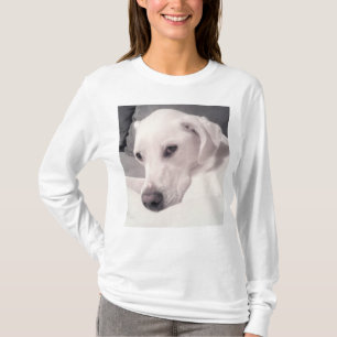 Camiseta Linda Cinza de Cachorro Branco Labrador Mix T-Shir