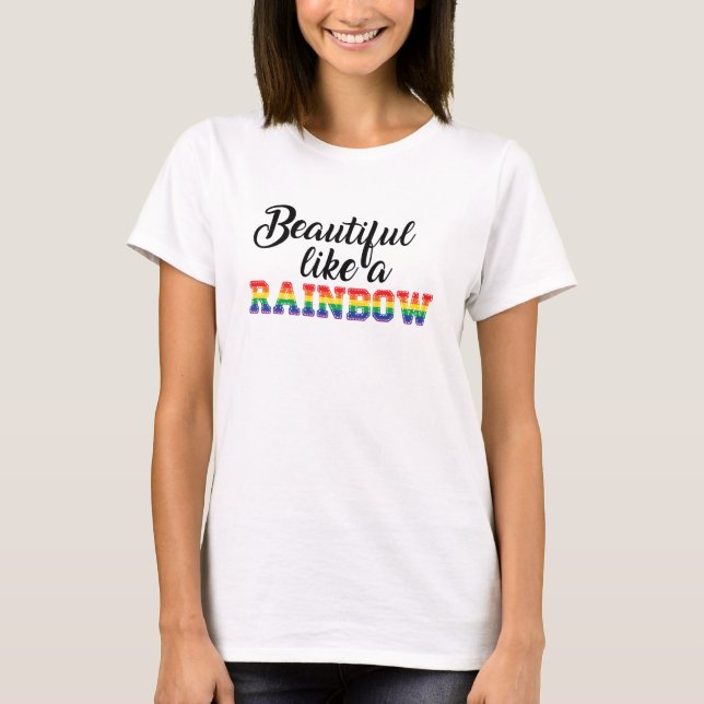 Camiseta Linda como um orgulho gay de arco-íris, amor de gb (Frente)
