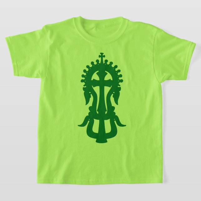 Camiseta Linda cruz ortodoxa etíope em cor verde (Postura )