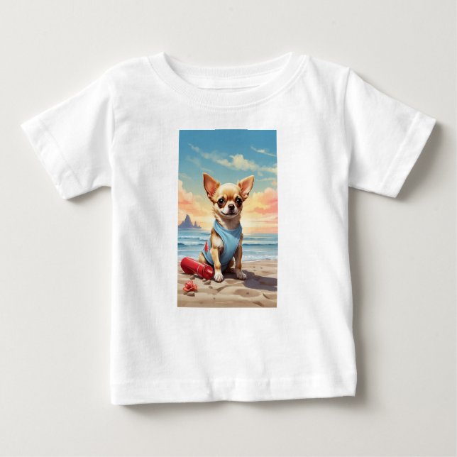 Camiseta linda de bebê em forma de seu cachorro pa (Frente)