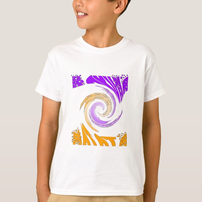 Camiseta Linda Design de Arte Moderna: Roxo e Dourado (Frente)
