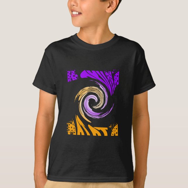 Camiseta Linda Design de Arte Moderna: Roxo e Dourado (Frente)