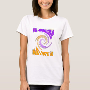 Camiseta Linda Design de Arte Moderna: Roxo e Dourado