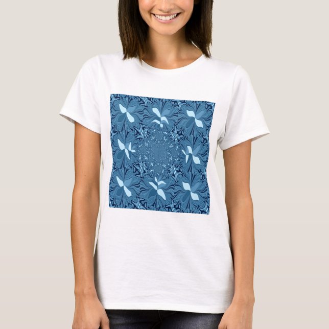 Camiseta Linda e adorável azul iridescente. (Frente)