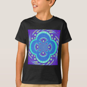 Camiseta Linda e adorável design da Flora Azul-Mandala Afri