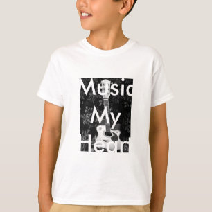 Camiseta Linda e adorável guitarra de escala de cinza afric