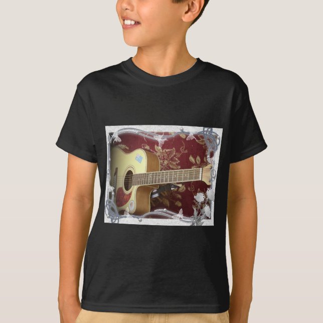 Camiseta Linda e adorável guitarra vítrea no Motif Africano (Frente)