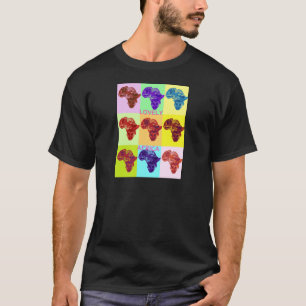 Camiseta Linda e Colorida África Mapear Pop, Design de Arte