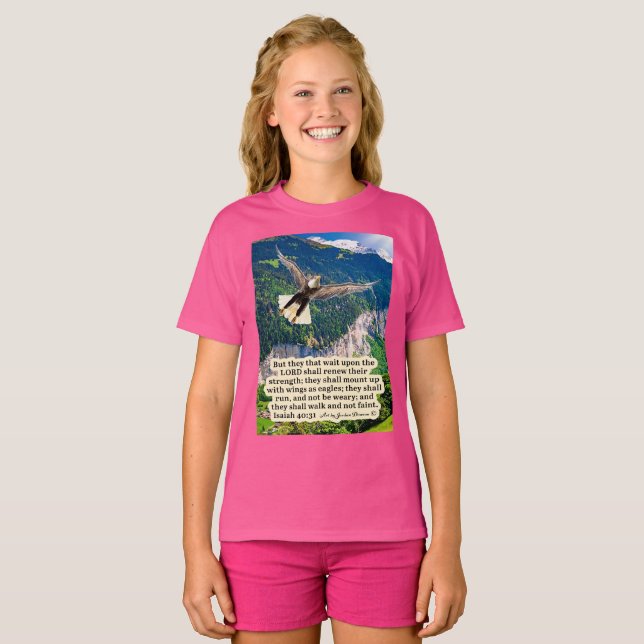 Camiseta Linda Escritura de Águia Isaiah 40:31 (Frente Completa)