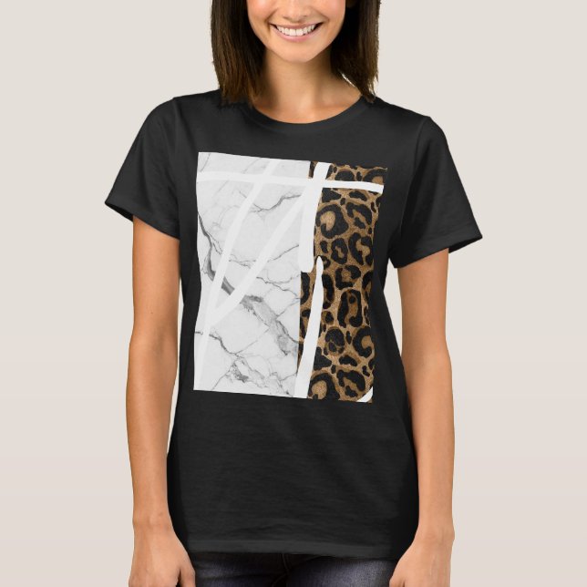 Camiseta Linda Estampa de Leopardo em Mármore (Frente)