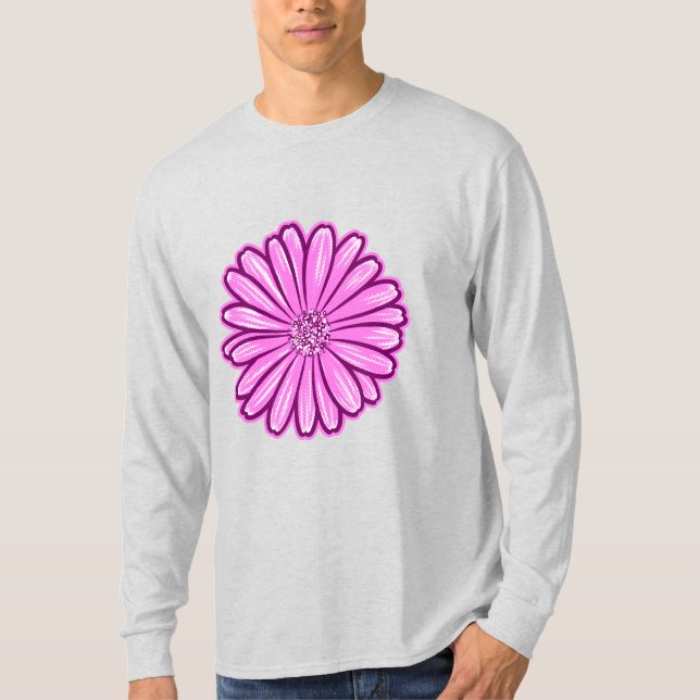 Camiseta Linda Flor de Margarida, Ilustração de Meio-Tons (Frente)