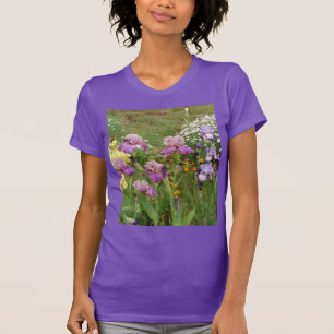 Camiseta Linda Foto floral da Flor Roxo Iris