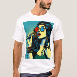 Camiseta Linda Garota: Cantando Rock Star