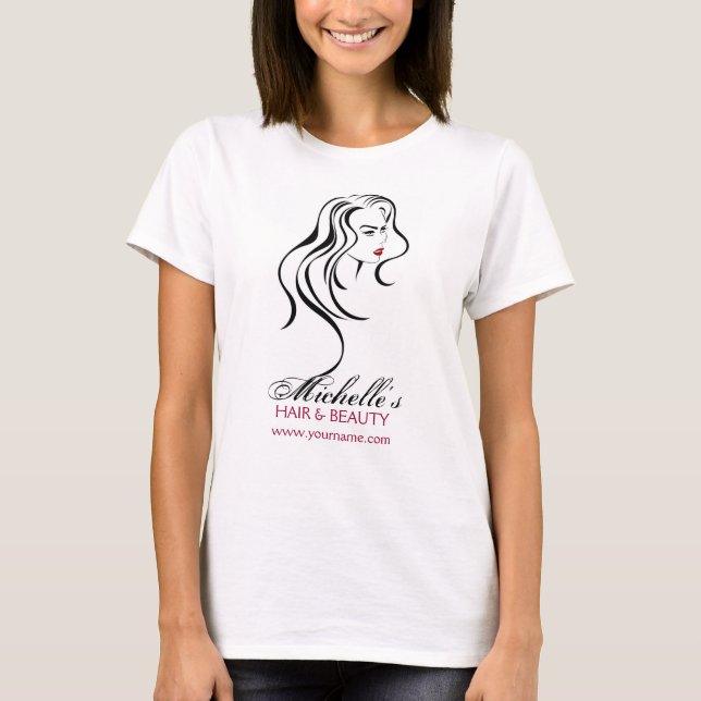 Camiseta Linda garota com cabelo ondulado Ícone de maquiage (Frente)