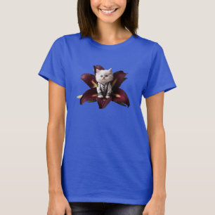 Camiseta Linda Gatinha Persa Branca Lily Mulher