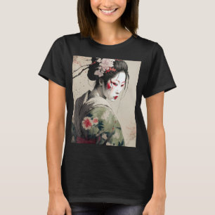 Camiseta Linda Geisha Escura Japonesa Sakura Blossoms Kim