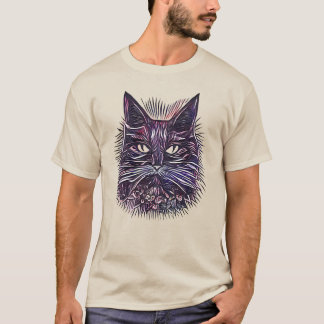 Camiseta Linda Ilustração de Cabeça de Gato