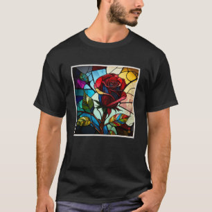 Camiseta Linda ilustração de Rosas Realista de Vidro Obtido