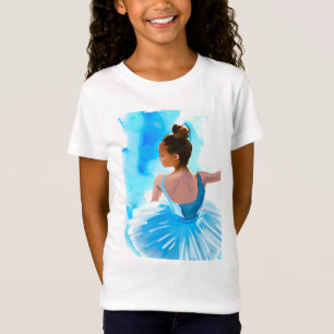 Camiseta Linda Jovem Bailarina de Azul Infantil