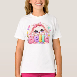 Camiseta Linda Kawaii Bella Bunny Nome Pastel Rosa Floral B