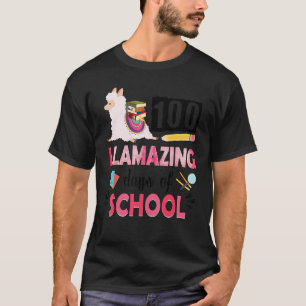Camiseta Linda Lhama Rosa 100º Dia de Escola 100 Dias Sem P