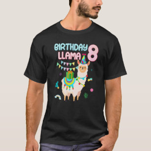 Camiseta Linda Llama de 8º Aniversário 8 Anos de Idade Tem