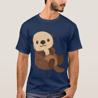 Camiseta Linda lontra marinha segurando concha