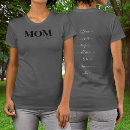 Camiseta Linda mãe com nomes para crianças Camisa-T do ano