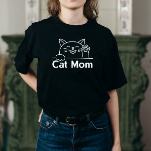 Camiseta Linda Mãe Gata Preta Simples Divertido para mulher