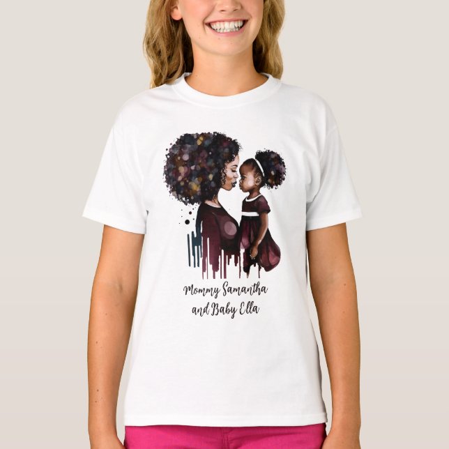 Camiseta Linda mãe negra e filha (25) (Frente)