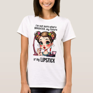 Camiseta Linda Menina Batom Invólucro Colorido Flor
