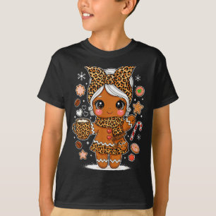 Camiseta Linda Menina de Biscoito de Gengibre Leopardo Coqu
