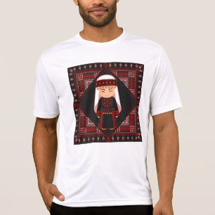 Camiseta Linda menina palestina Embroiderada tatreez vermel