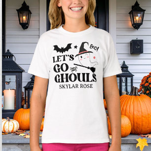 Camiseta Linda Menina Rosa Fantasma Assustador de Halloween