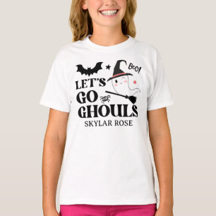 Camiseta Linda Menina Rosa Fantasma Assustador de Halloween