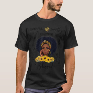 Camiseta Linda Mulher Negra Afro-Americana Girassol L