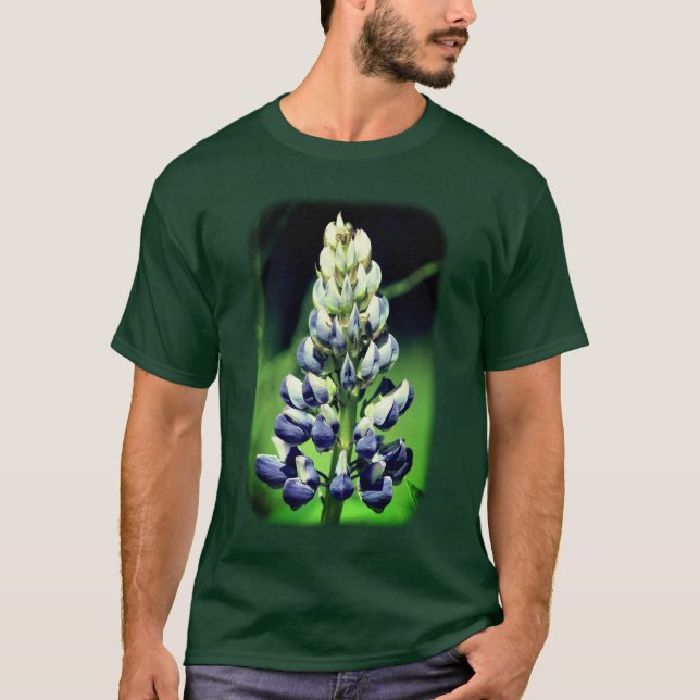 Camiseta Linda Natureza da Flor Lupina Azul (Frente)