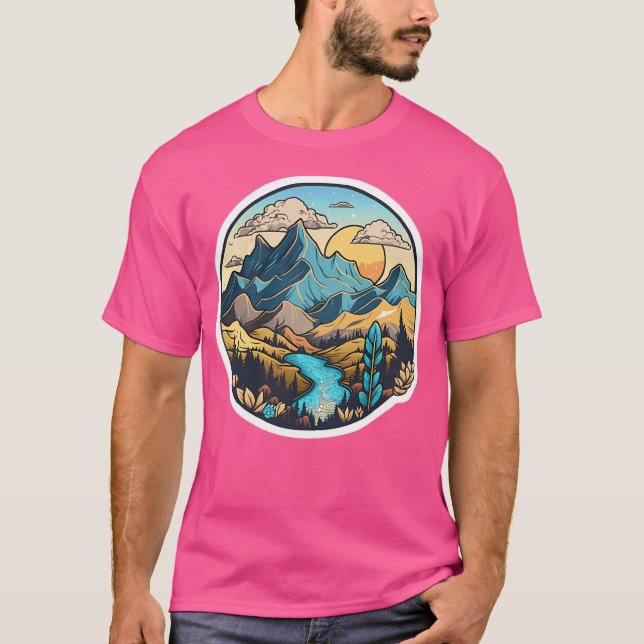 Camiseta Linda Natureza, Montanhas Ativas (Frente)