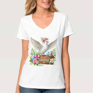 Camiseta Linda Páscoa feliz pombo 