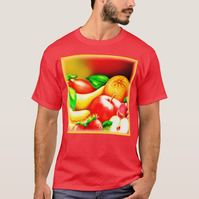 Camiseta Linda pintura de Frutas Tropicais. Comprar Agora (Frente)