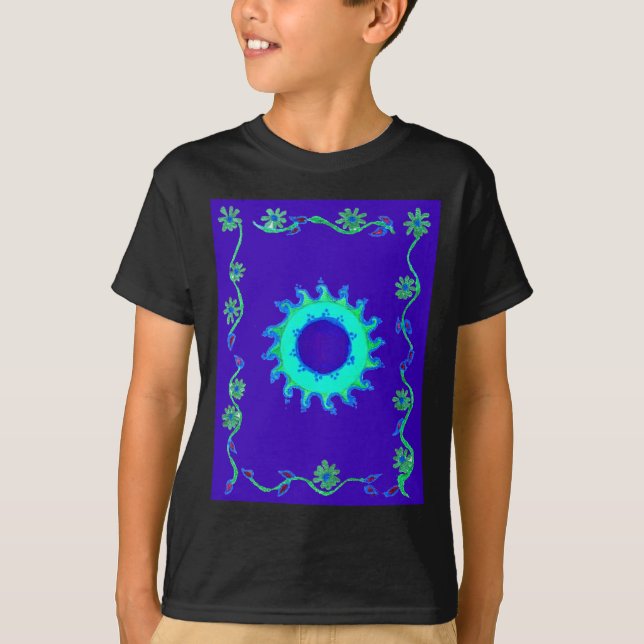 Camiseta Linda pintura de óleo de arte azul iridescente (Frente)